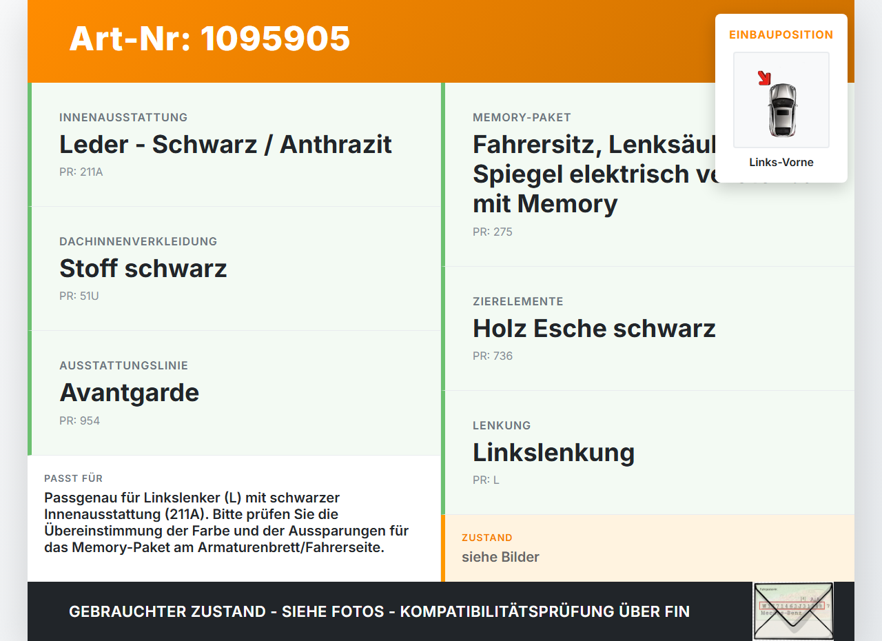 Mercedes S212 W212 E300h 13-16 Kombi Ablagefach Staufach Fach Fahrer Links Vorne Mercedes S212 W212 E300h 13-16... Vorschau 3