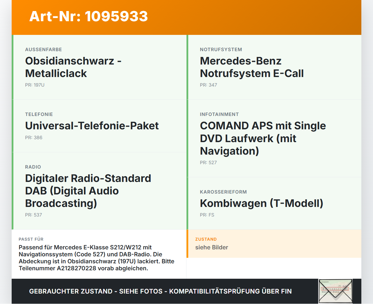 Mercedes S212 W212 E300h 13-16 Kombi Blende Aussen Abdeckung Kappe für Hai Antenne Mercedes S212 W212 E300h 13-16... Vorschau 3