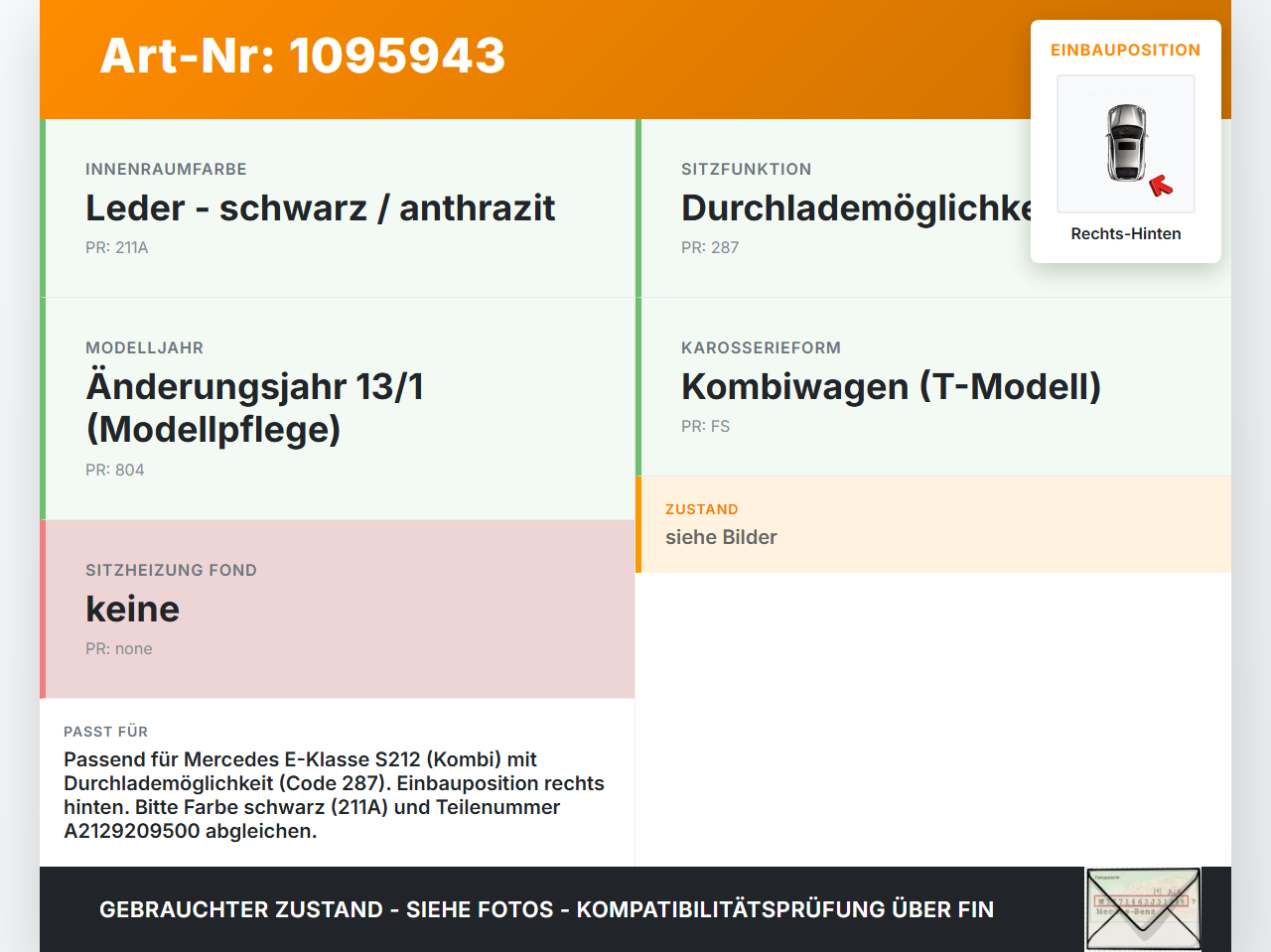 Mercedes S212 W212 E300h 13-16 Entriegelung Rücksitzbank Rechts Hinten Mercedes S212 W212 E300h 13-16 26.06.2013... Vorschau 3