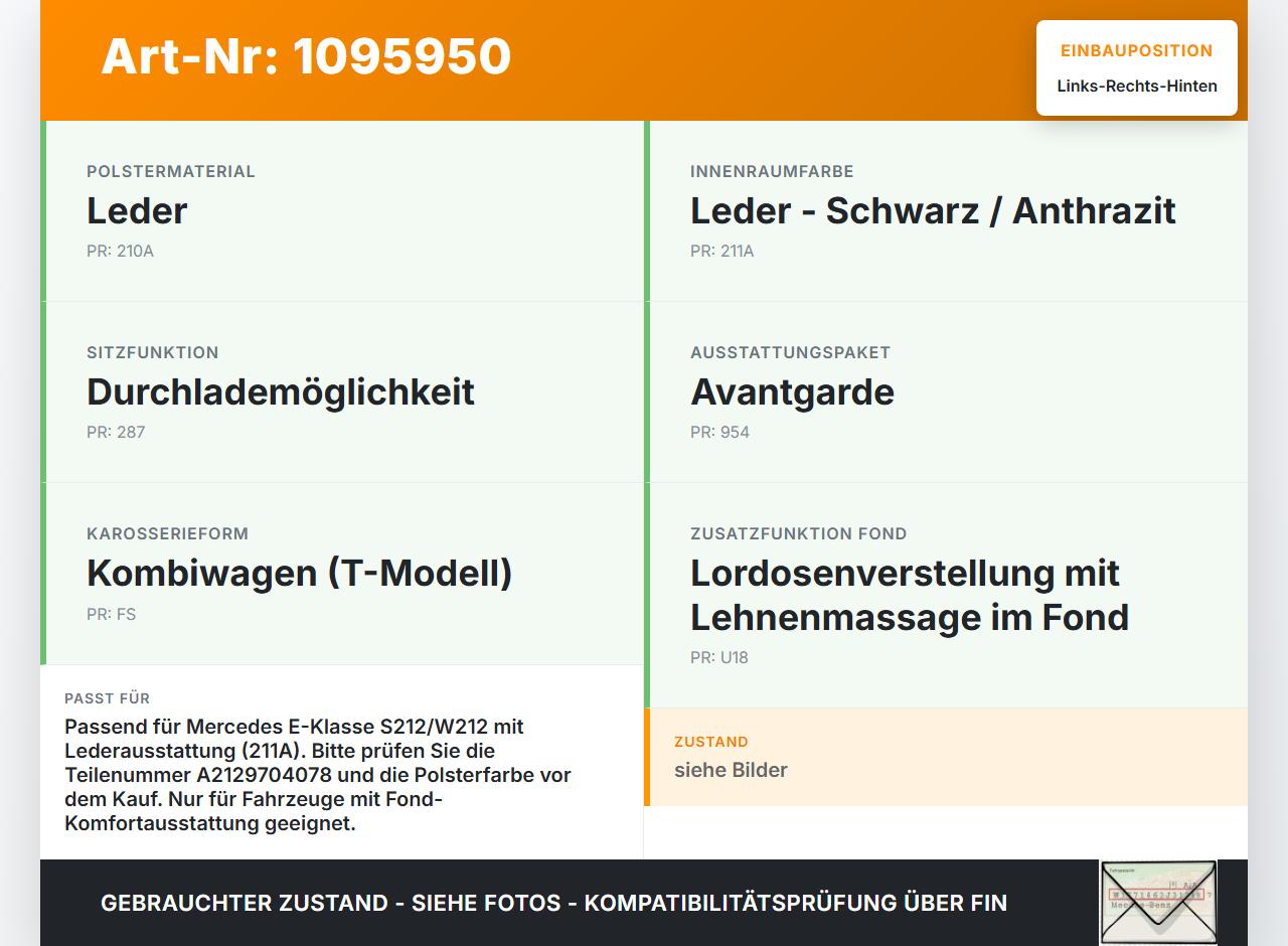 Mercedes S212 W212 E300h 13-16 Kopfstütze Rechts oder Links Hinten Mercedes S212 W212 E300h 13-16 26.06.2013... Vorschau 3