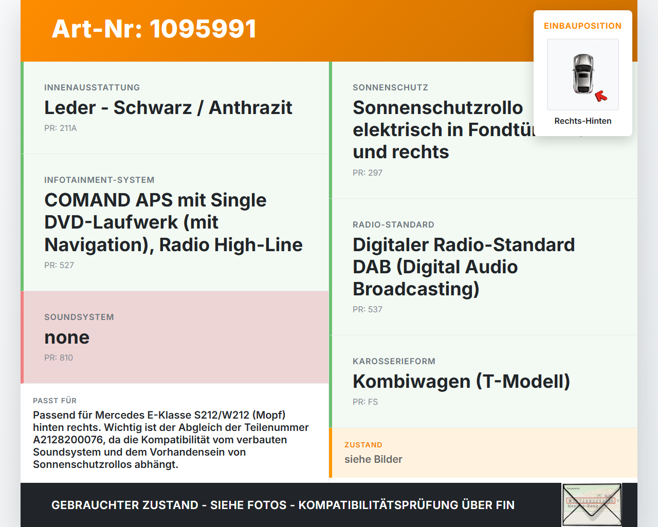 Mercedes S212 W212 E300h 13-16 Kombi Lautsprecher Rechts Hinten Mercedes S212 W212 E300h 13-16 26.06.2013... Vorschau 3