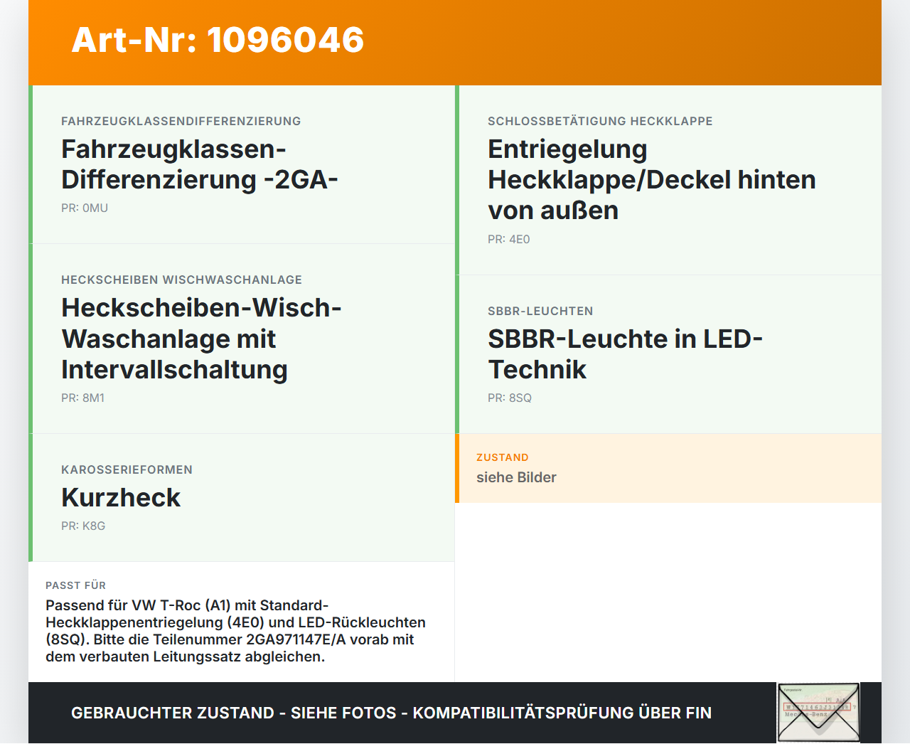 VW T-Roc A1 17-21 Kabelbaum für Heckklappe VW T-Roc A1 17-21 24.11.2020 2GA971147E 2GA971147A gebraucht Vorschau 3
