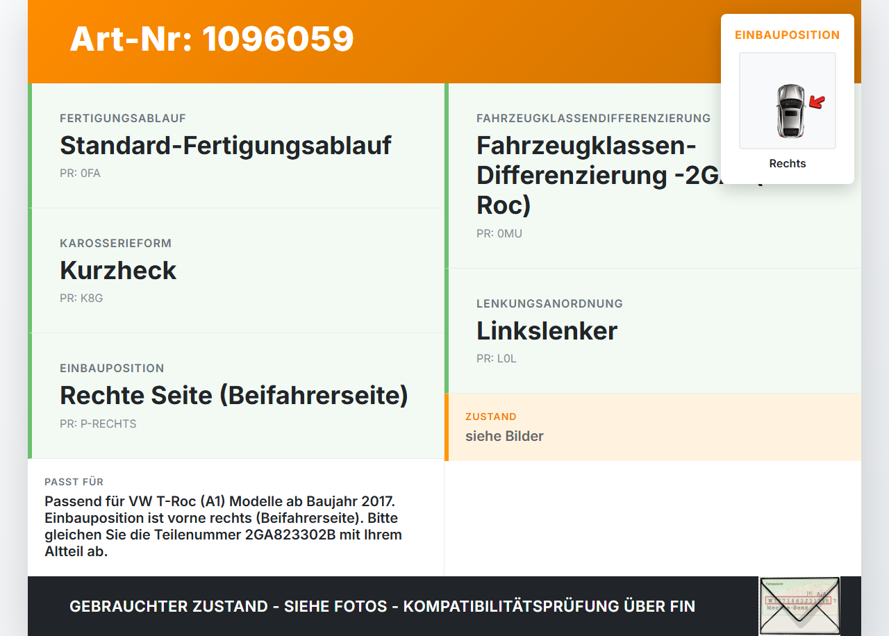 VW T-Roc A1 17-21 Scharnier für Motorhaube Motorhaubenscharnier Rechts VW T-Roc A1 17-21 24.11.2020 2GA823302B gebraucht Vorschau 3