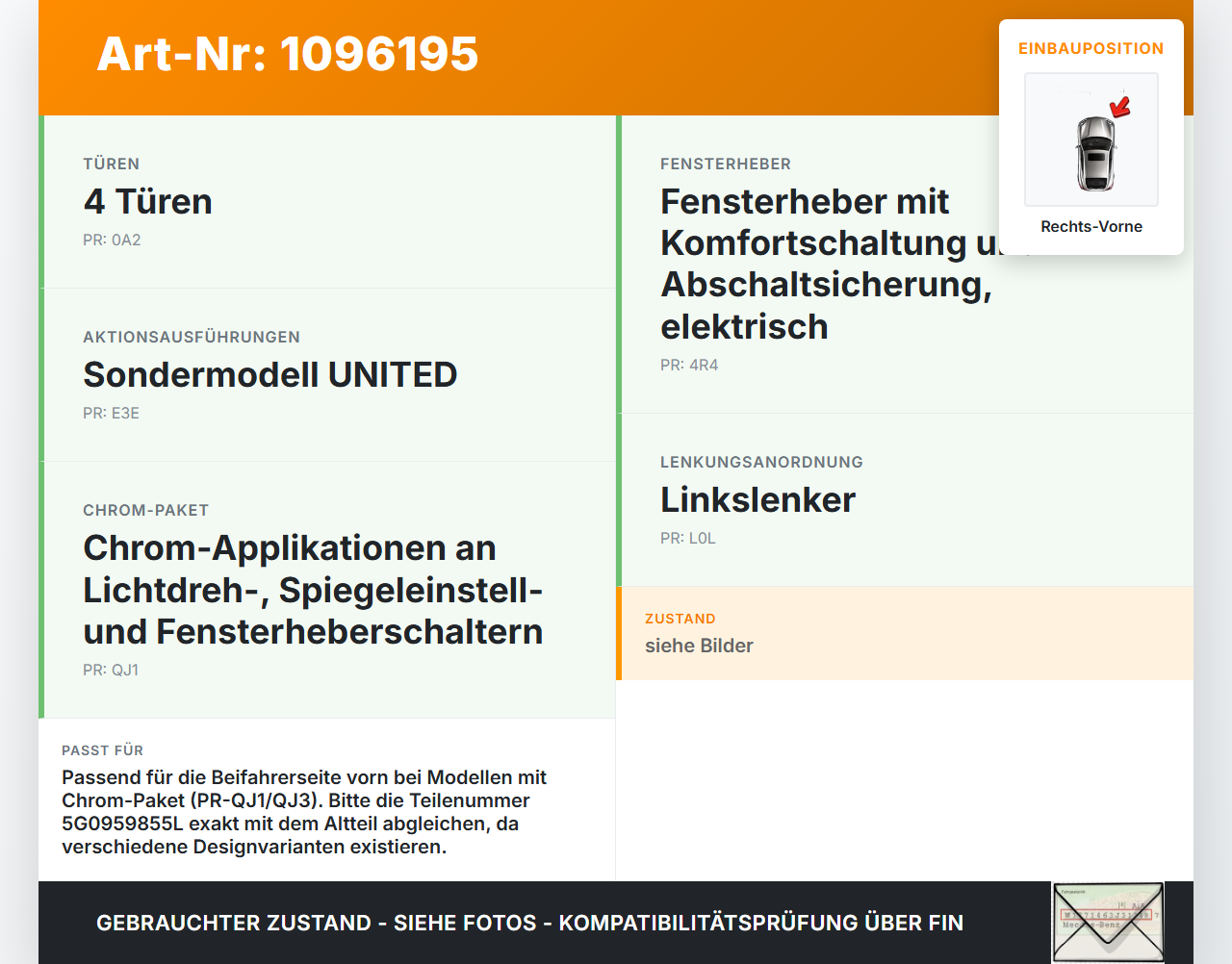 VW T-Roc A1 17-21 Fensterheberschalter Schalter Fensterheber Rechts Vorne VW T-Roc A1 17-21 24.11.2020 5G0959855L... Vorschau 3