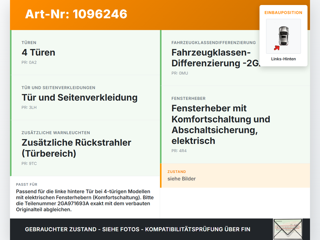 VW T-Roc A1 17-21 Kabelbaum für Tür und Fensterheber Links Hinten VW T-Roc A1 17-21 24.11.2020 2GA971693A gebraucht Vorschau 3